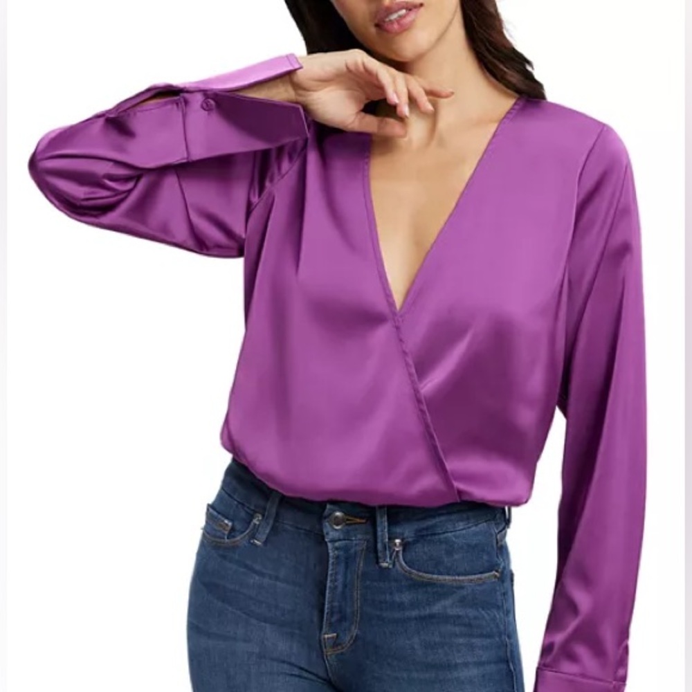 GOOD‎ AMERICAN Satin Wrap Blouse